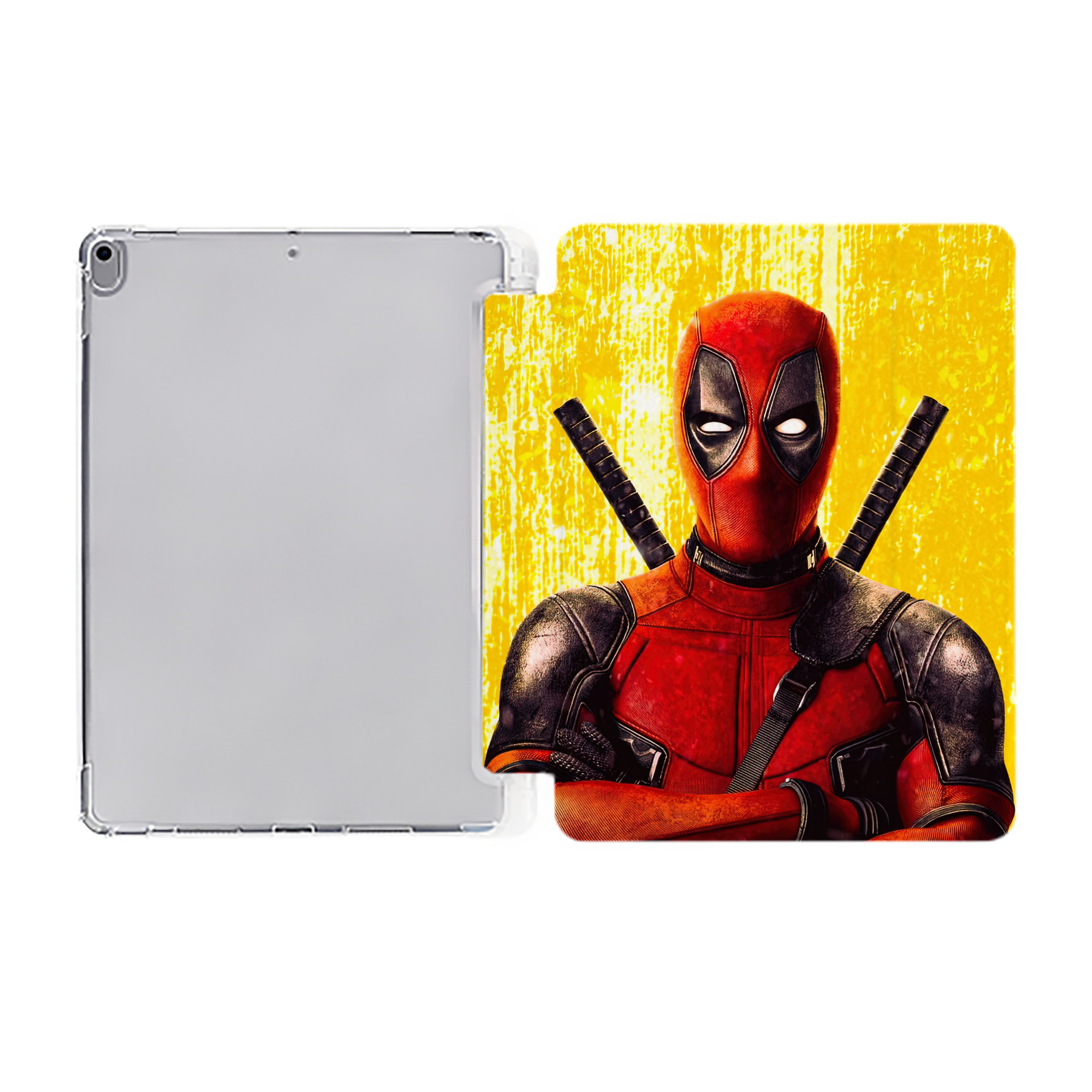 （画像用） Deadpool デッドプール IPad ケース ペン収納付き 三つ折りスタンド PUレザー×シリコン 対応機種9.5/10.5/10.9インチ